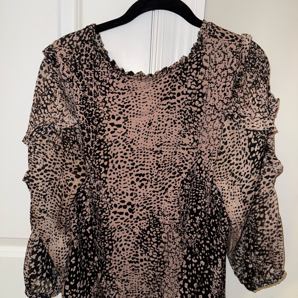Maeve Black and Cream Ruffled Blouse - Picture 7 of 7